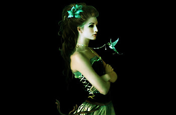 Lady and bird, lady, bird, fantasy, beauty HD wallpaper