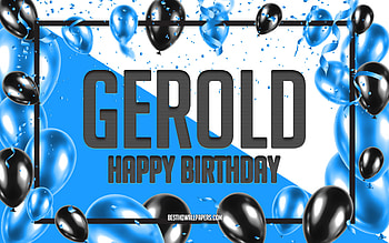 Happy Birtay Gerold, Birtay Balloons Background, Gerold, with names, Gerold Happy Birtay, Blue Balloons Birtay Background, Gerold Birtay HD wallpaper