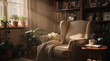 Cozy Sunlit Reading Nook — HD wallpaper