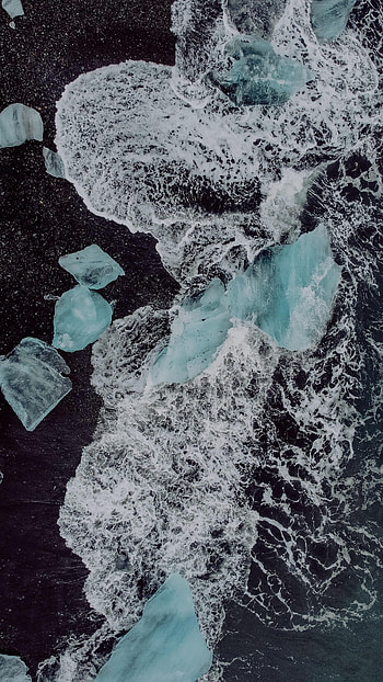 Nature, Ice, Waves, View From Above, Coast HD phone wallpaper