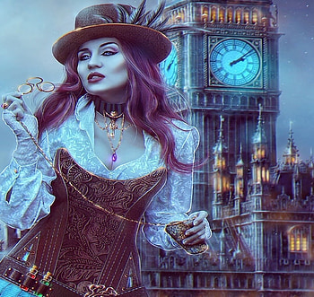 Victoria, clock, london, steampunk, tower HD wallpaper