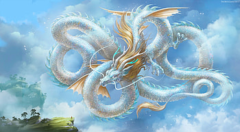 Dragon, blue, sky, fantasy, svetlana lazogreeva HD wallpaper