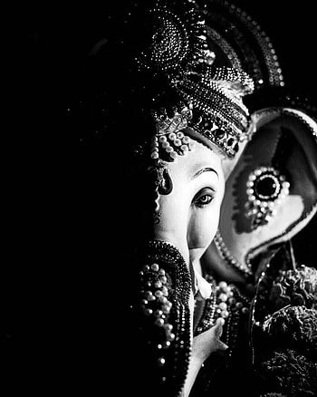 Ganpati Bappa Full , Ganesh Black and White HD phone wallpaper