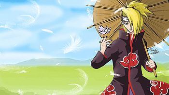 Naruto, grass, sky, feathers HD wallpaper