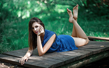 Girl Lying Down Blue Dress , blue-dress, girls, model HD wallpaper