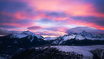 Blue hour shot captured near Telluride, Colorado, winter, snow, landscape, clouds, colors, sky, mountains, usa HD wallpaper