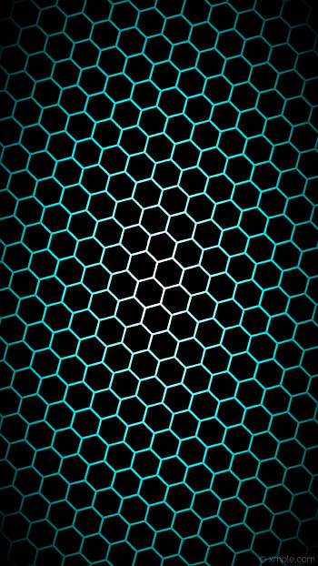 white hexagon blue gradient glow black dark turquoise HD phone wallpaper