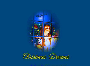 Christmas dreams, blue, sleigh, reindeer, window, christmas, girl, santa HD wallpaper