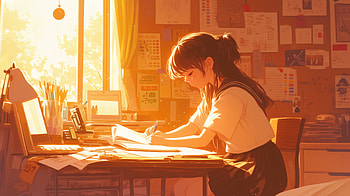 Anime Girl Study Session, anime-girl, anime, lofi, artist, artwork, digital-art HD wallpaper