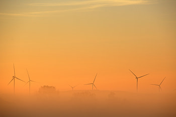 Windfarm , wind-turbines, nature, wind-farm, sunset HD wallpaper