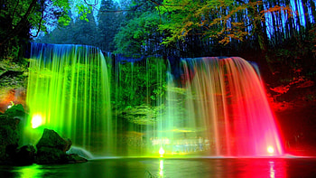 Rainbow waterfall, background, Vibrant beauty, Nature's enchantment HD wallpaper