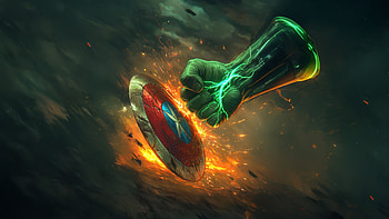 Captain America Shield Vs Hulk, captain-america, hulk, superheroes, artwork, digital-art, ai, shield HD wallpaper