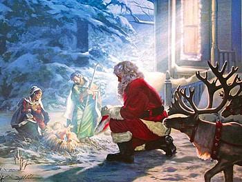The Reason, winter, artwork, painting, snow, christmas, mary, joseph, child, santa HD wallpaper