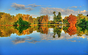 Nature, Trees, Autumn, Lake, Reflection, Shore, Bank, House, Color, Colors HD wallpaper