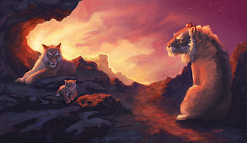 Lion Family, lion, animals, artist, artwork, digital-art, deviantart HD wallpaper