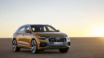 Audi Q8, golden car, front HD wallpaper