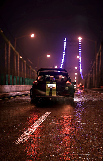 Art, Rain, Night, Cars, Car, Bridge HD phone wallpaper