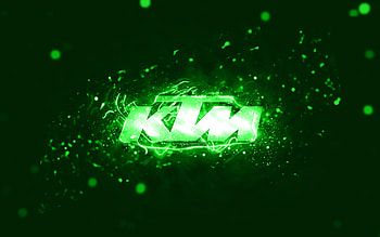KTM green logo, , green neon lights, creative, green abstract background, KTM logo, brands, KTM HD wallpaper