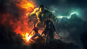 Marvel Legends The Ultimate Superhero Trio, hulk, spiderman, punisher, superheroes, artwork, art, digital-art HD wallpaper