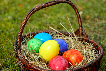 Holidays, Eggs, Easter, Basket, Hay HD wallpaper