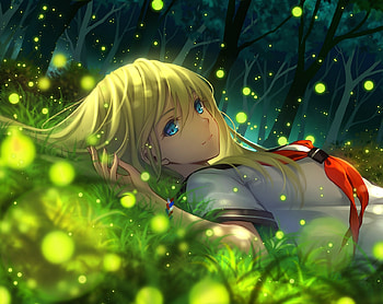 Beautiful anime girl, relaxed, outdoor HD wallpaper