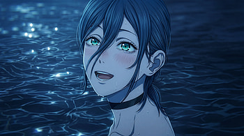 Chainsaw man reze arc - reze smiling in the moonlit water, Chainsaw Man, Reze (Chainsaw Man), anime girl, moonlight, pool HD wallpaper