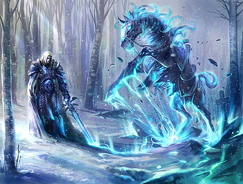 Lich King, winter, horse, arthas, death knight, cold, mount, death, light, wow, snow, frostmourne, world of warcraft, forrest, ice HD wallpaper