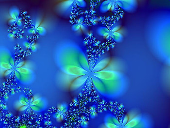 FRACTAL OF BLUE, fractal, greens, blues, flower HD wallpaper