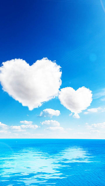 Heart-Shaped Clouds, love, ocean, cloud, artistic, heart HD phone wallpaper