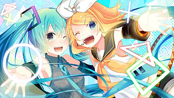 Konachan.com - 127060 hatsune_miku kagamine_rin temari_(artist) vocaloid wink, kagamine, miku, konachan, hatsune, rin HD wallpaper