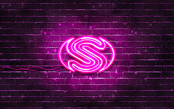 Sapphire purple logo, , purple brickwall, Sapphire logo, brands, Sapphire neon logo, Sapphire HD wallpaper