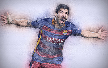 Luis Suárez, Uruguayan, FC Barcelona, Soccer, Luis Suarez, Drawing HD wallpaper