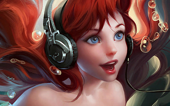 Ariel found the heads, sirena, mermaid, frumusete, sakimichan, heads, cute, summer, face, underwater, redhead, luminos, bubbles HD wallpaper