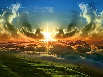 Wings of Clouds, clouds, grass, sky, sun HD wallpaper