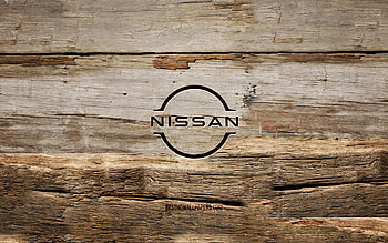 Nissan wooden logo, , wooden backgrounds, cars brands, Nissan logo, creative, wood carving, Nissan HD wallpaper
