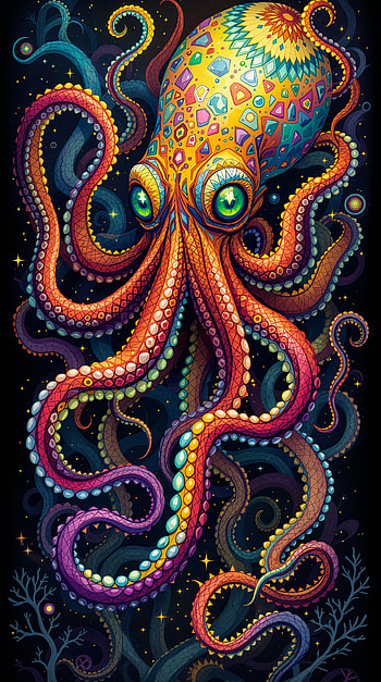 Vibrant Kraken: A Stunning , octopus, colorful, artistic HD phone wallpaper