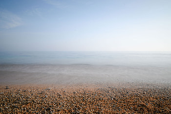 Sea, beach, mist, fog HD wallpaper
