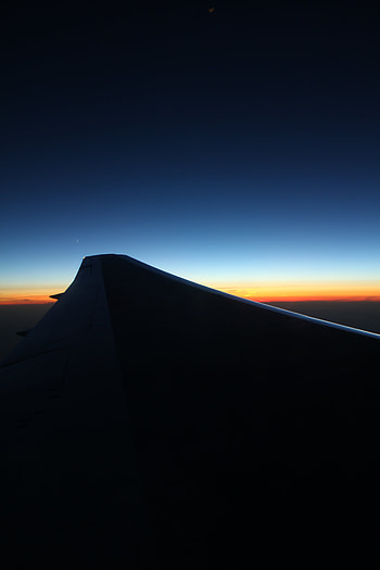 Sky, Twilight, Horizon, Dark, Dusk, Wing, Plane, Airplane HD phone wallpaper