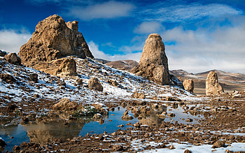 Nature, Stones, Snow, Cold, Puddle, Emptiness, Void HD wallpaper