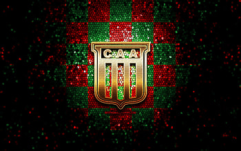 Agropecuario Argentino FC, glitter logo, Primera Nacional, red green checkered background, soccer, argentinian football club, Agropecuario Argentino logo, mosaic art, football, Club Agropecuario Argentino HD wallpaper