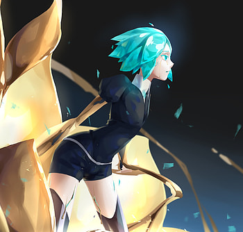 Golden flow, splashes, Phosphophyllite, Houseki no kuni HD wallpaper