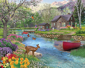 Spring, season, water, rivers, painting HD wallpaper