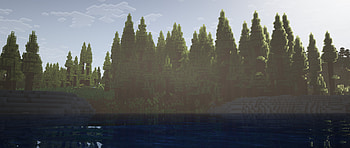 forest, Minecraft, daytime, Shaders, lake HD wallpaper