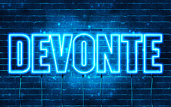 Happy Birtay Devonte, , blue neon lights, Devonte name, creative, Devonte Happy Birtay, Devonte Birtay, popular french male names, with Devonte name, Devonte HD wallpaper