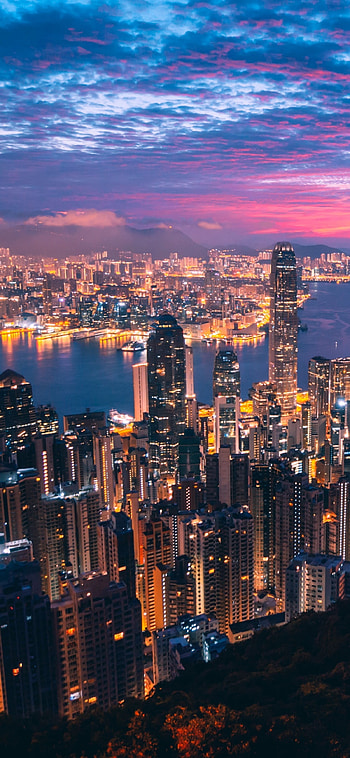 Hong Kong skyline, Travels, , Cityscape night HD phone wallpaper