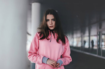 Long Hair Girl Pink Hoodie, girls, model, hoodie HD wallpaper