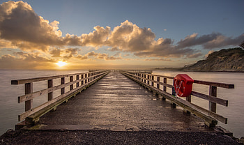 Sunrise At Dock, dock, nature, sunrise HD wallpaper