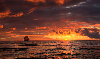 Sunset Sailing, Nature, Sunset, Sky, Sea HD wallpaper