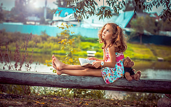 Little Girl Reading A Book, girls, book, kids HD wallpaper