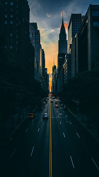 City Sunset, sunset, building, man made, city HD phone wallpaper